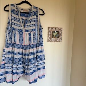 Sofia Blue and White Patterned Mini Dress